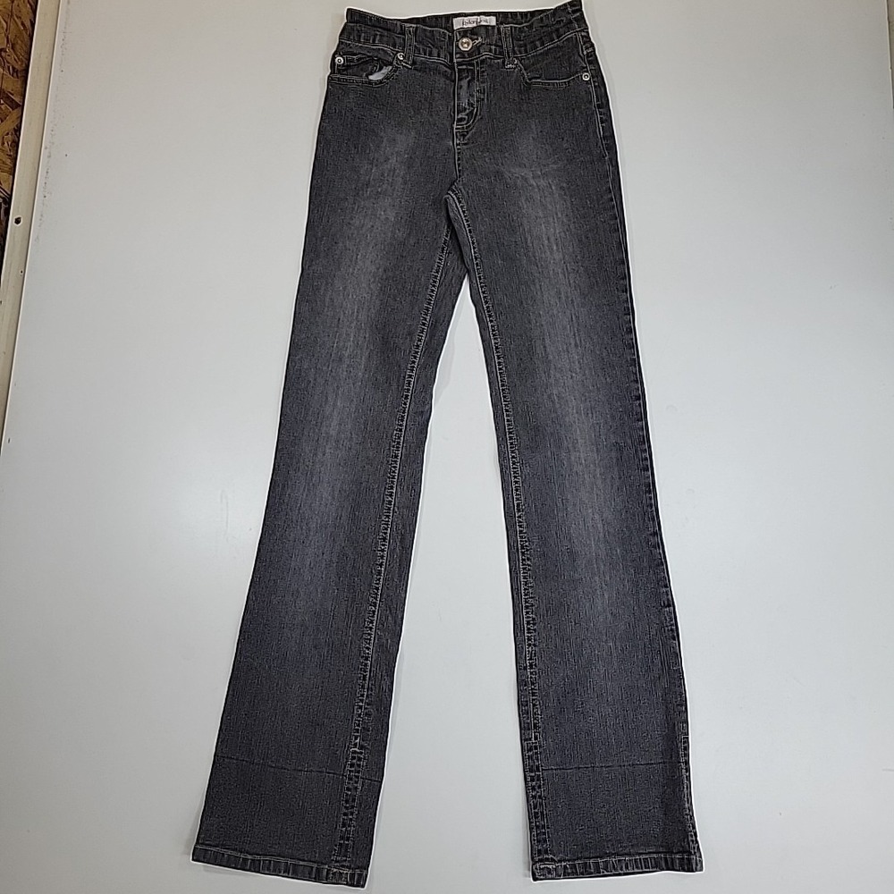 Xhilaration Vintage Y2K Youth Girls Jeans Size 12 Black Medium Wash Straight Leg